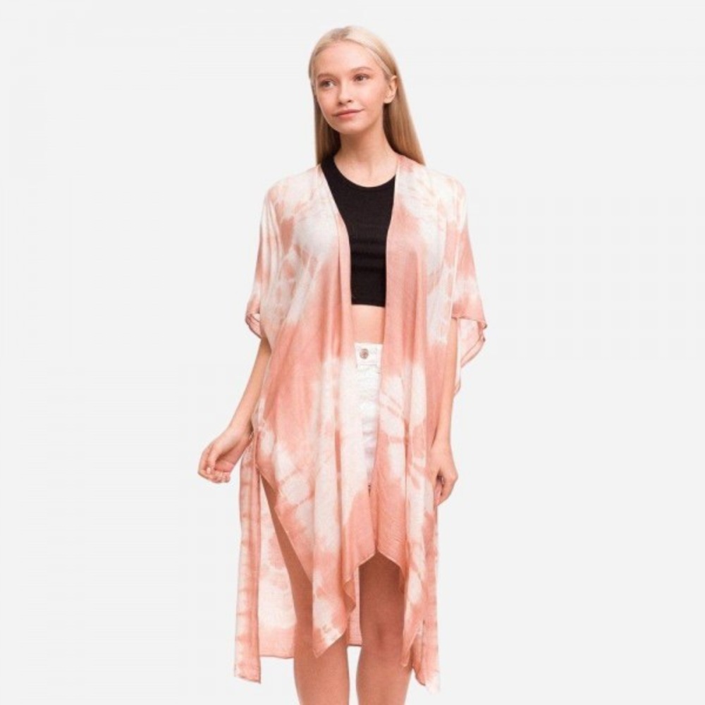 Blush indi pink Tie Dye Print Kimono